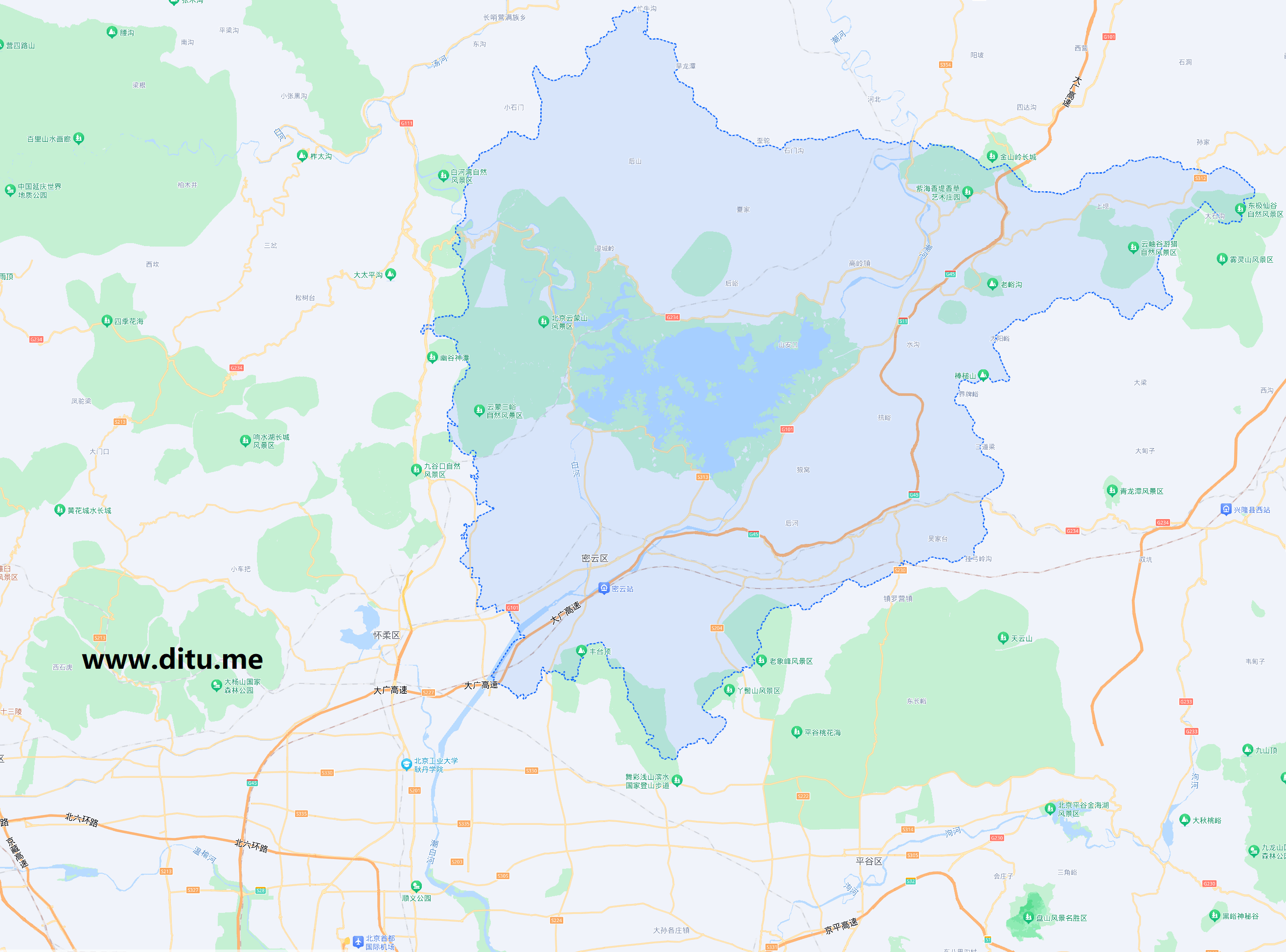 北京市密云区行政区划图
