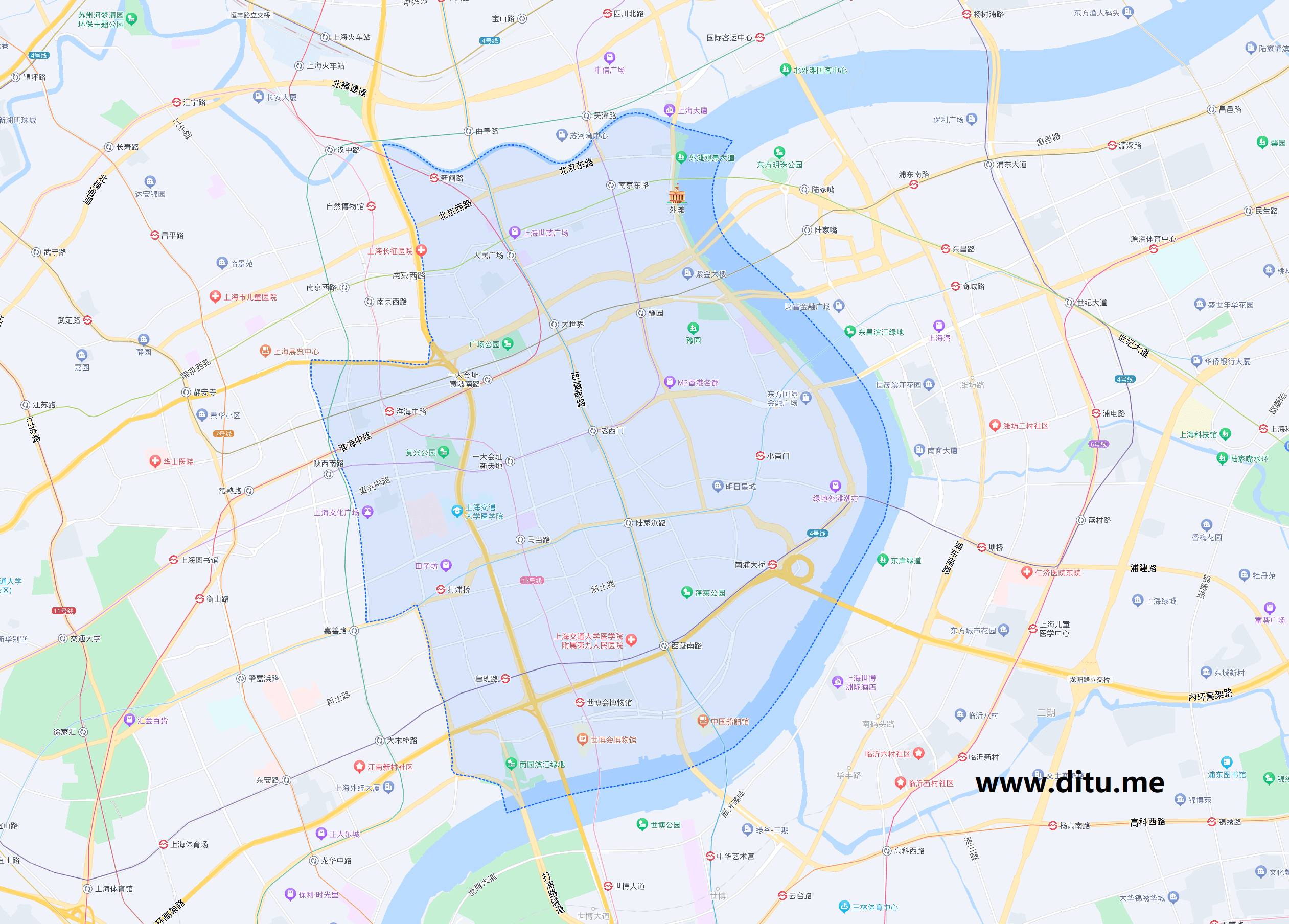 上海市黄浦区行政区划图