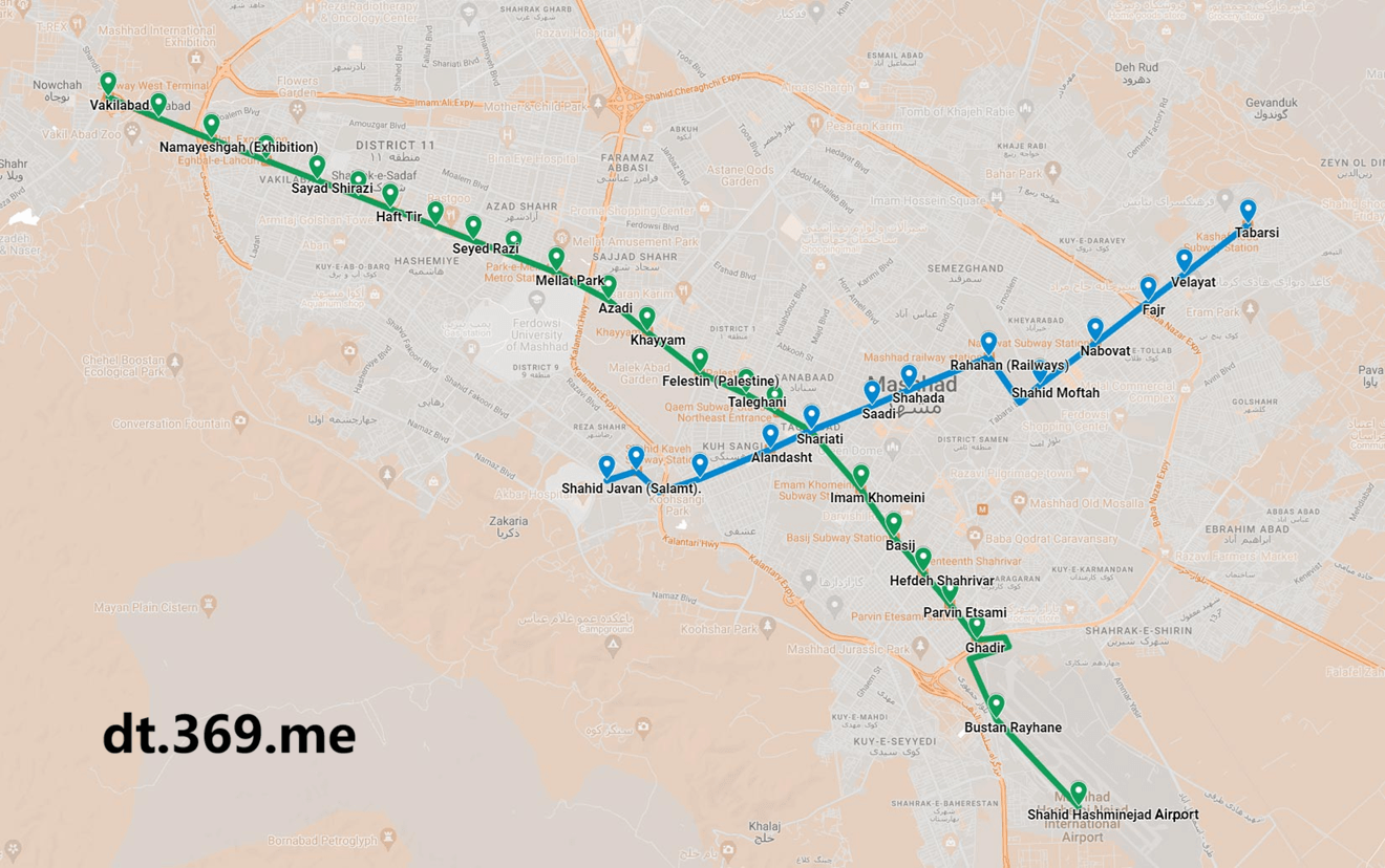 马什哈德地铁图