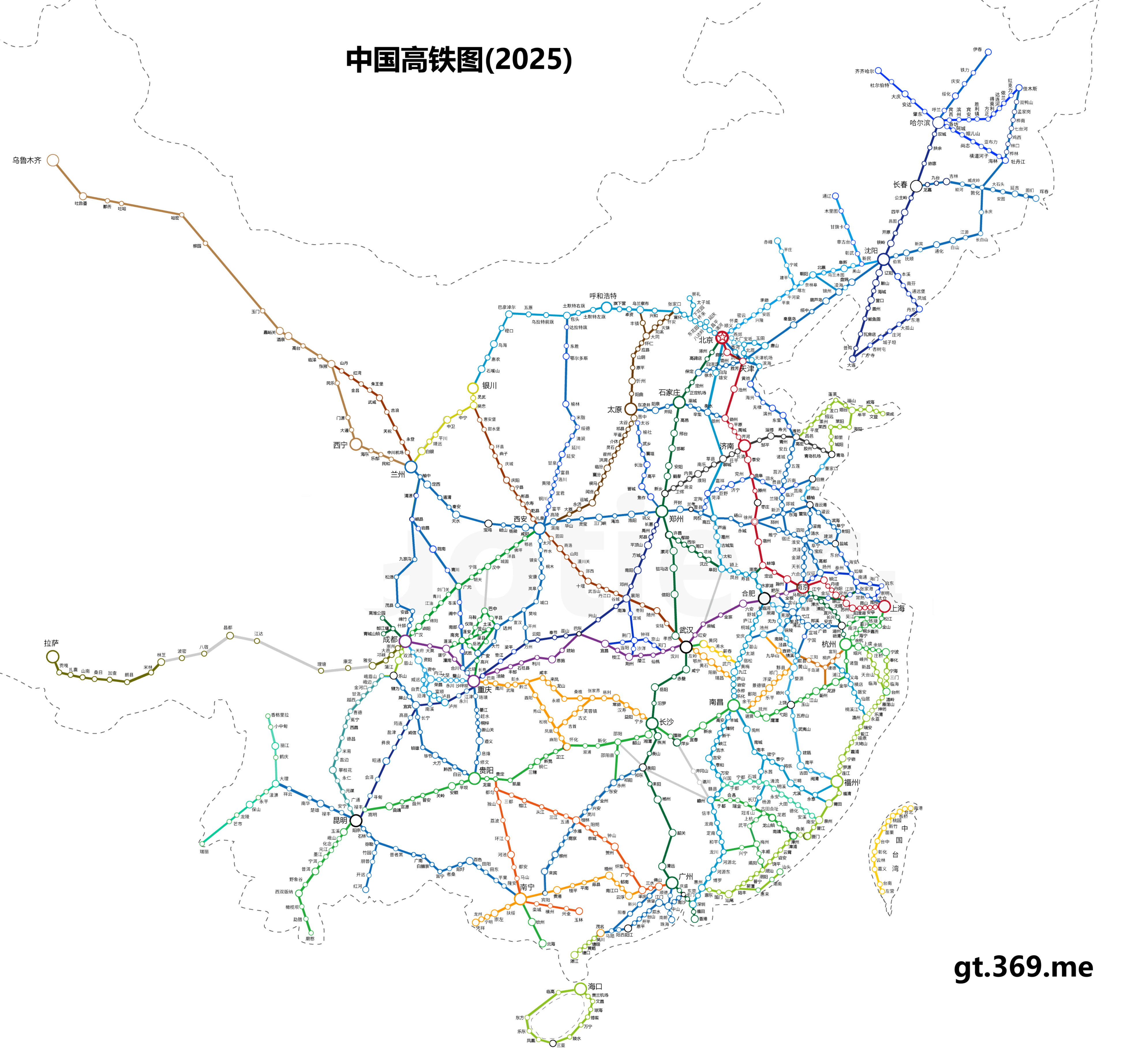 最新中国高铁图